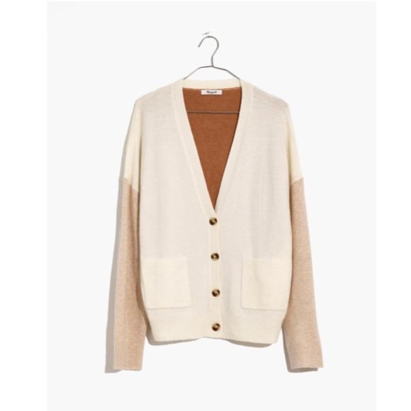 Madewell Short Kent Ex-Boyfriend Cardigan Sweater in Colorblock Small